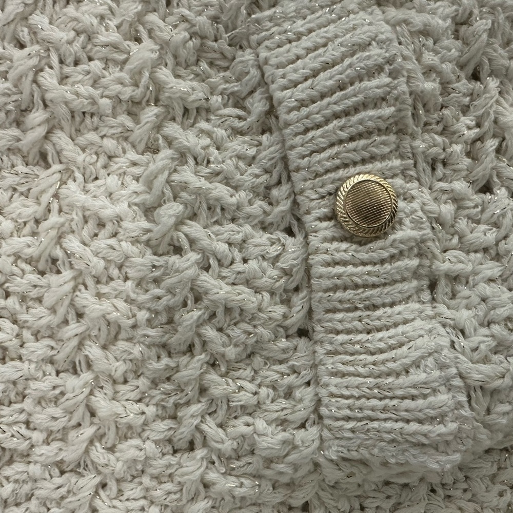 Zara Cream Textured gold buttom  Cardigan - Picture 4 of 5